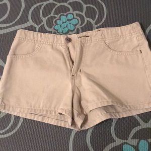 Beige blue jean shorts